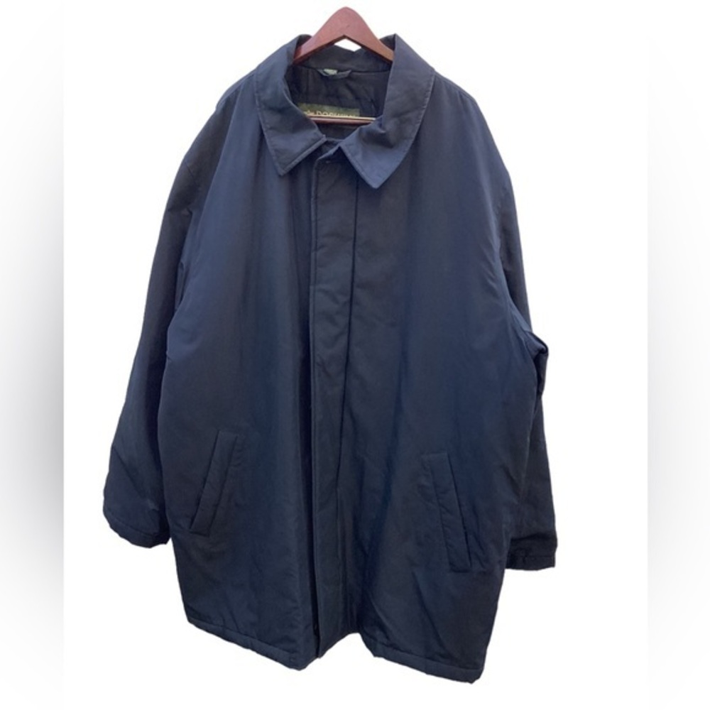 Dockers Premium Long Water Resistant Over Coat Jacket Black Men Large Zip Button